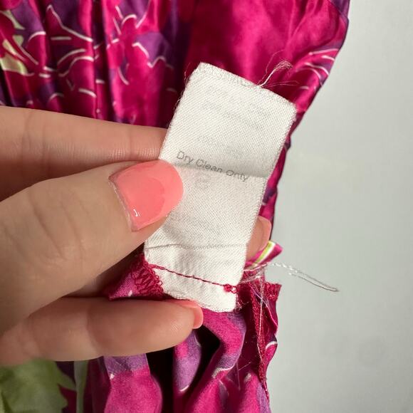 Cabi Women's Cosmo Floral Print 100% Silk Pink Green Sleeveless Tunic Blouse S - Picture 5 of 8